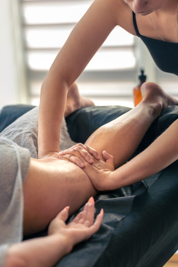 Lymphatic Therapy 2 lymphatic therapy being performed on the legs for healing
